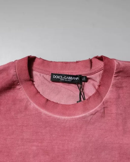 Dolce & Gabbana Pink Logo Print Cotton Crew Neck T-shirt