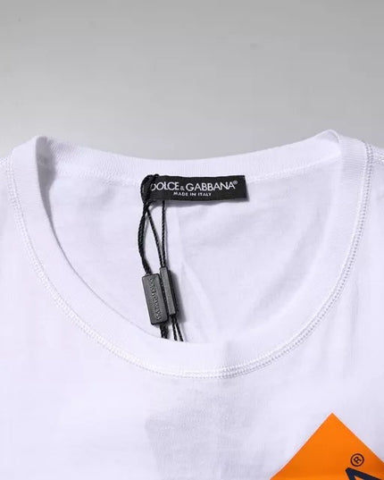 Dolce & Gabbana White Logo Tape Cotton Crew Neck T-shirt