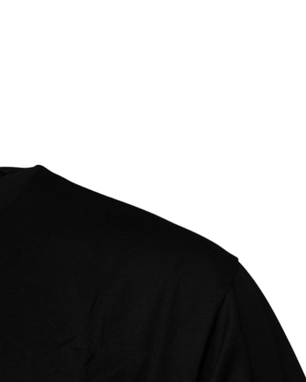 Dolce & Gabbana Black Logo Patch Cotton Crew Neck T-shirt