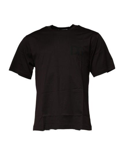 Dolce & Gabbana Dark Brown Logo Cotton Crew Neck T-shirt