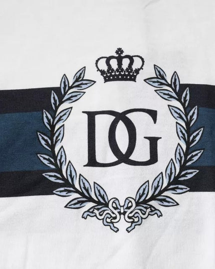 Dolce & Gabbana White Logo Print Cotton Men Crew Neck T-shirt