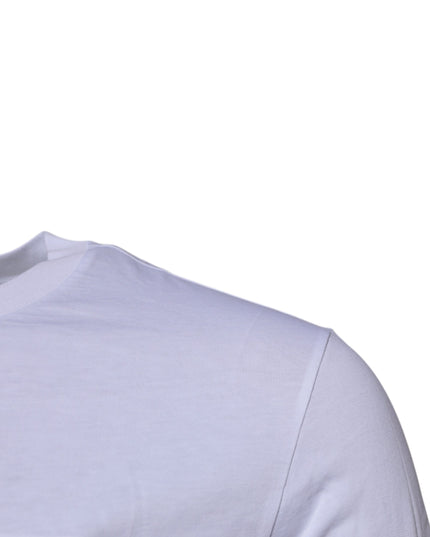 Dolce & Gabbana White Logo Plaque Cotton Crew Neck T-shirt