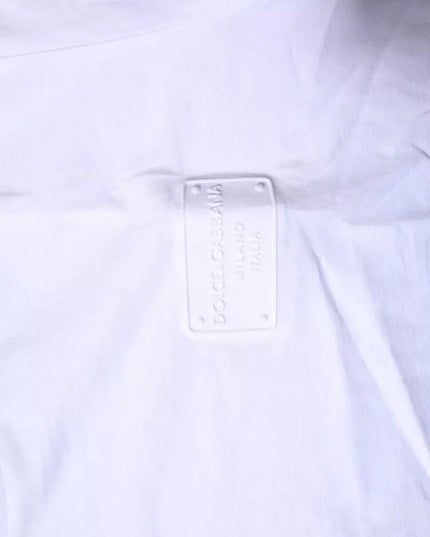 Dolce & Gabbana White Logo Plaque Cotton Crew Neck T-shirt