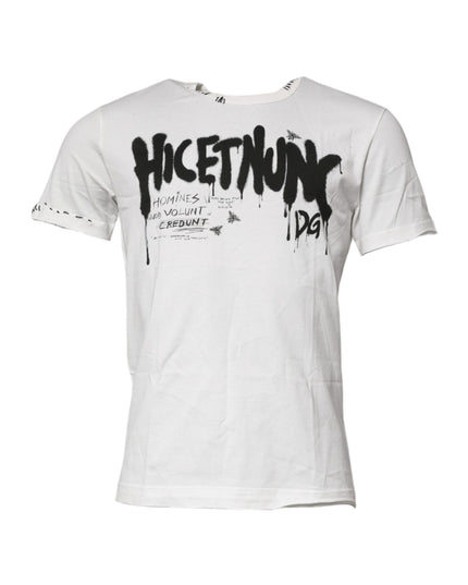 Dolce & Gabbana White Graphic Print Cotton Crew Neck T-shirt