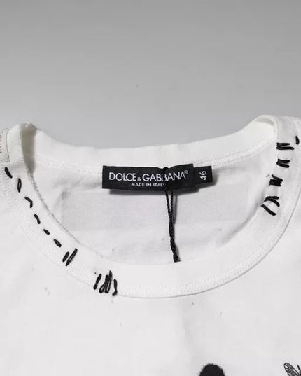 Dolce & Gabbana White Graphic Print Cotton Crew Neck T-shirt