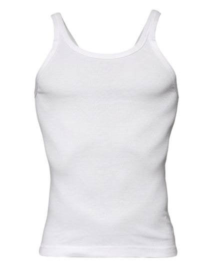 Dolce & Gabbana Ivory Cotton Sleeveless Round Neck Tank T-shirt