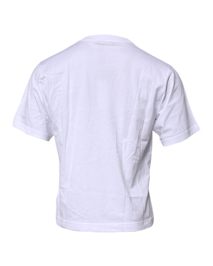Dolce & Gabbana White Logo Patch Cotton Crew Neck T-shirt