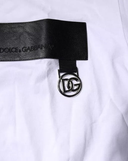 Dolce & Gabbana White Logo Patch Cotton Crew Neck T-shirt