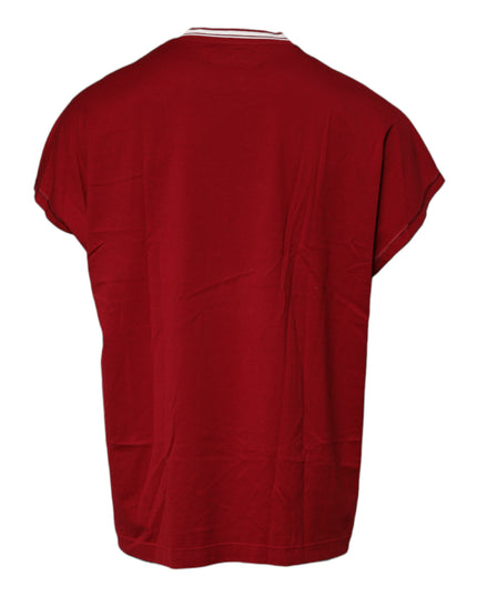 Dolce & Gabbana Red Logo Crown Cotton Crew Neck T-shirt
