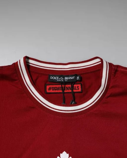 Dolce & Gabbana Red Logo Crown Cotton Crew Neck T-shirt