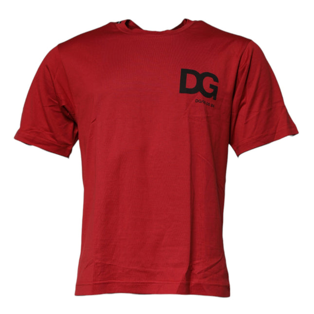 Dolce & Gabbana Red DG Logo Cotton Crew Neck T-shirt