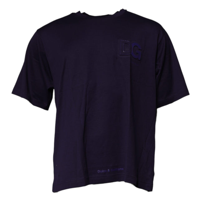 Dolce & Gabbana Navy Blue DG Logo Cotton Crew Neck T-shirt