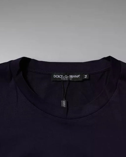 Dolce & Gabbana Navy Blue DG Logo Cotton Crew Neck T-shirt