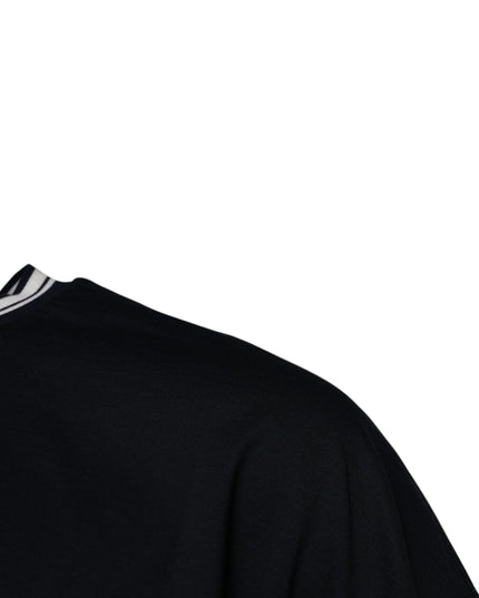 Dolce & Gabbana Dark Blue Logo Crown Cotton Crew Neck T-shirt
