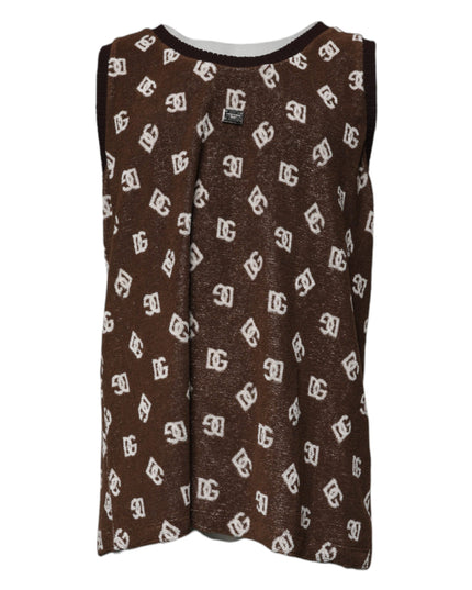 Dolce & Gabbana Brown Logo Monogram Cotton Crew Neck T-shirt