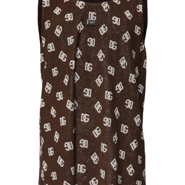 Dolce & Gabbana Brown Logo Monogram Cotton Crew Neck T-shirt
