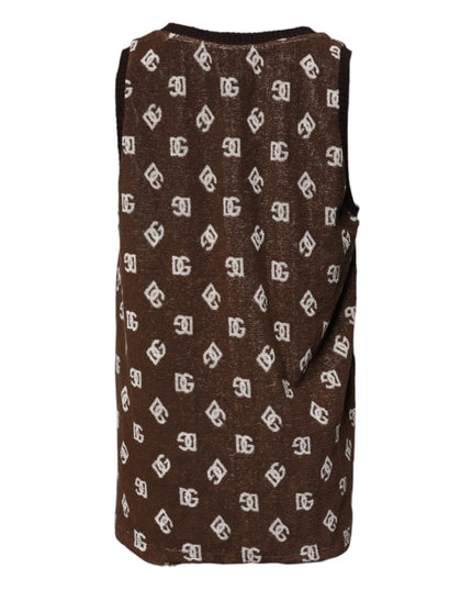 Dolce & Gabbana Brown Logo Monogram Cotton Crew Neck T-shirt