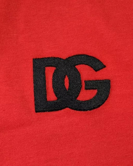 Dolce & Gabbana Red DG Logo Patch Cotton Crew Neck T-shirt
