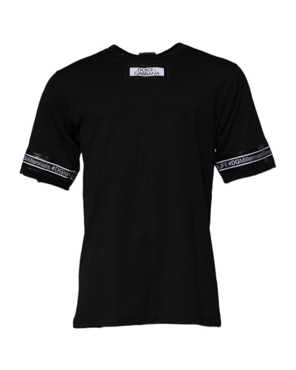 Dolce & Gabbana Black #DGMILLENNIALS Cotton Crew Neck T-shirt