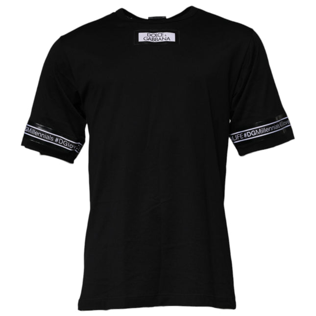 Dolce & Gabbana Black #DGMILLENNIALS Cotton Crew Neck T-shirt