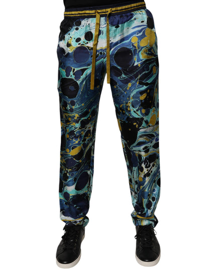 Dolce & Gabbana Multicolor Marble Print Jogger Sweatpants Pants