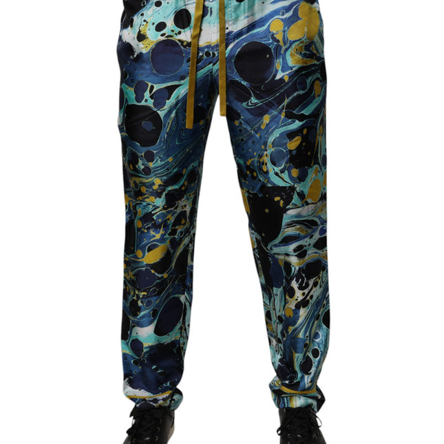Dolce & Gabbana Multicolor Marble Print Jogger Sweatpants Pants
