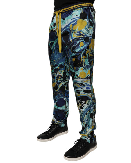 Dolce & Gabbana Multicolor Marble Print Jogger Sweatpants Pants