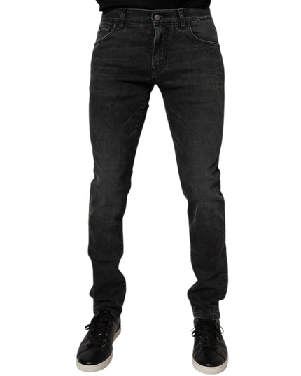 Dolce & Gabbana Black Cotton Stretch Skinny Men Denim Jeans