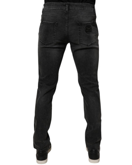 Dolce & Gabbana Black Cotton Stretch Skinny Men Denim Jeans