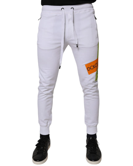 Dolce & Gabbana White Cotton Logo Jogger Pants
