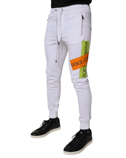 Dolce & Gabbana White Cotton Logo Jogger Pants