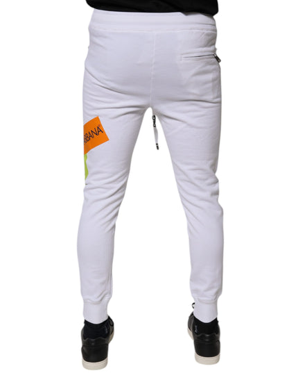 Dolce & Gabbana White Cotton Logo Jogger Pants