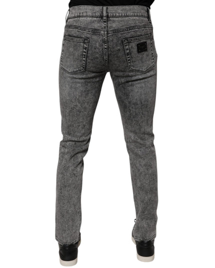 Dolce & Gabbana Dark Gray Washed Cotton Slim Fit Denim Jeans