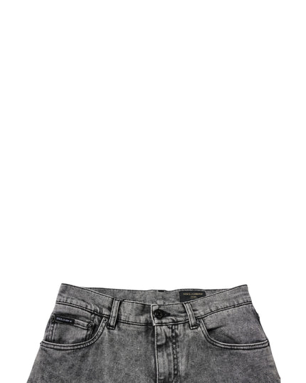 Dolce & Gabbana Dark Gray Washed Cotton Slim Fit Denim Jeans