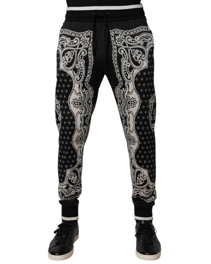 Dolce & Gabbana Black Bandana Cotton Jogger Pants