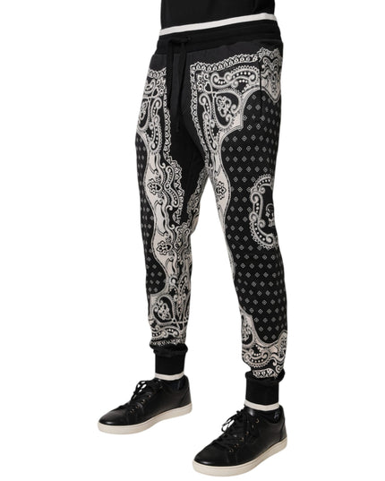 Dolce & Gabbana Black Bandana Cotton Jogger Pants