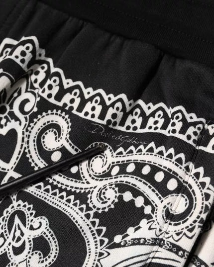 Dolce & Gabbana Black Bandana Cotton Jogger Pants