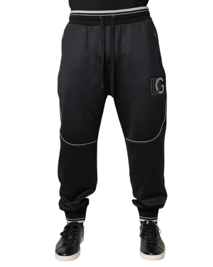 Dolce & Gabbana Black Polyester Logo Jogger Pants