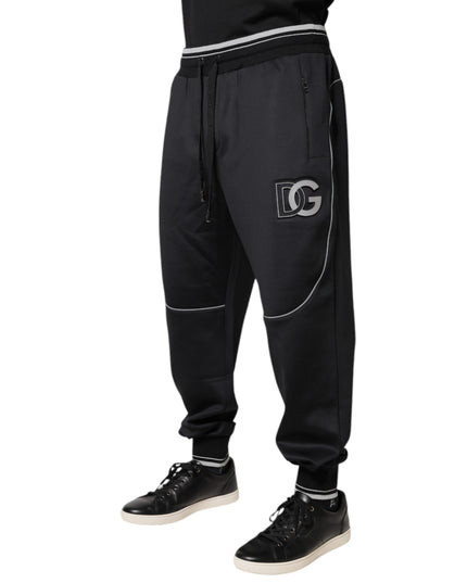 Dolce & Gabbana Black Polyester Logo Jogger Pants