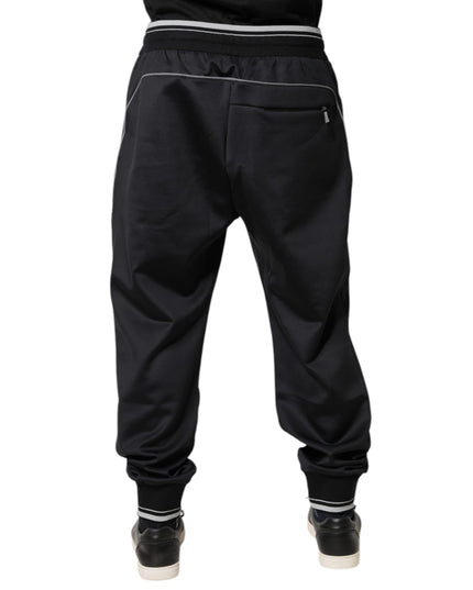 Dolce & Gabbana Black Polyester Logo Jogger Pants
