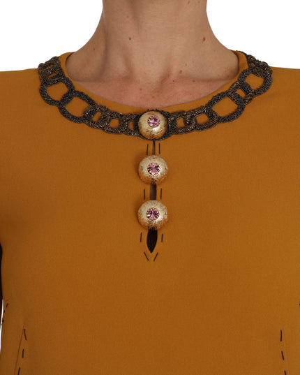 Dolce & Gabbana Brown Mini  Crystal Embellished Dress