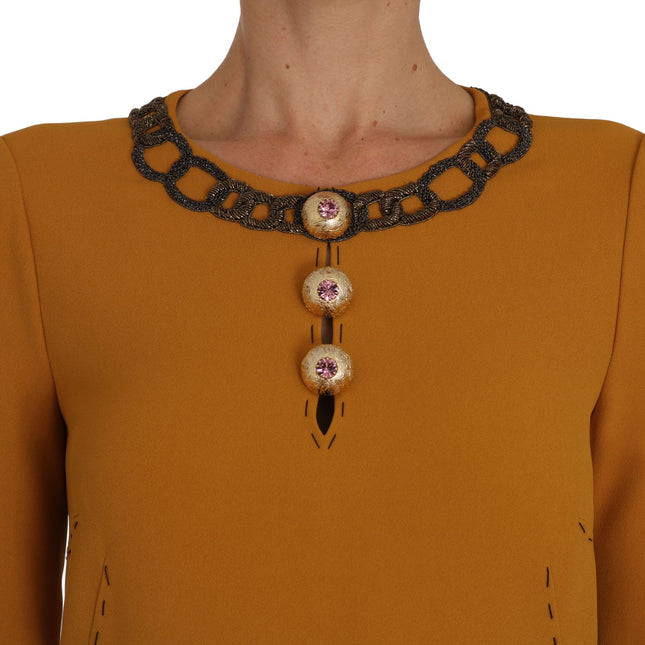 Dolce & Gabbana Brown Mini  Crystal Embellished Dress