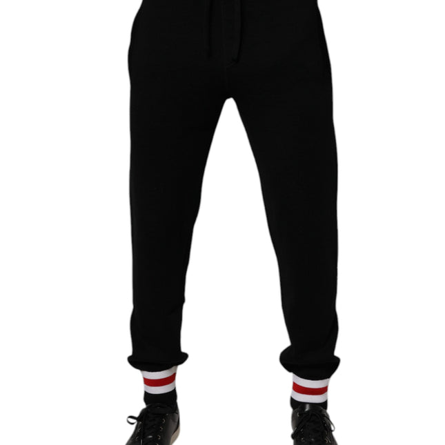 Dolce & Gabbana Black Wool Mid Waist Jogger Sweatpants Pants