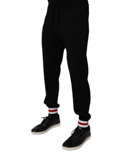 Dolce & Gabbana Black Wool Mid Waist Jogger Sweatpants Pants