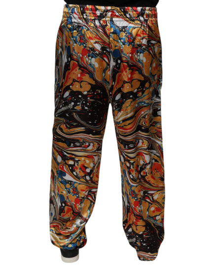 Dolce & Gabbana Multicolor Marble Satin Men Tracksuit Pants