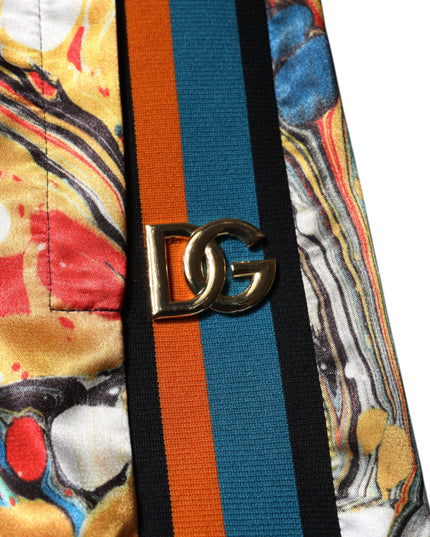 Dolce & Gabbana Multicolor Marble Satin Men Tracksuit Pants