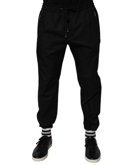 Dolce & Gabbana Black Cotton Men Jogger Sweatpants Pants
