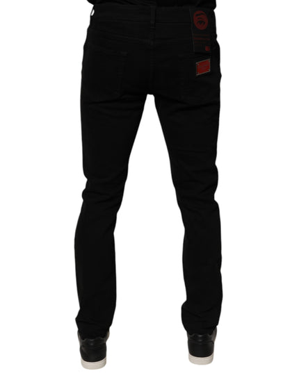 Dolce & Gabbana Black Tattered Cotton Skinny Men Denim Jeans