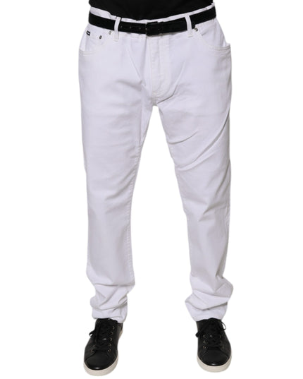 Dolce & Gabbana White Cotton Stretch Skinny Men Denim Jeans