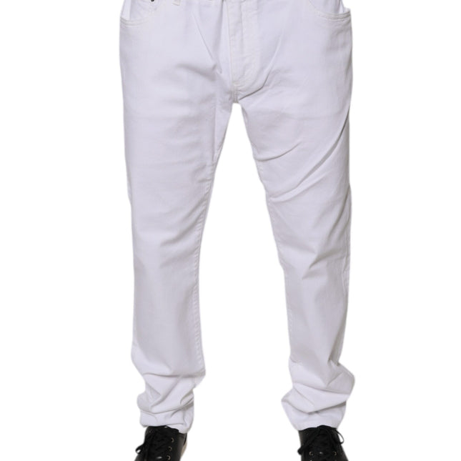 Dolce & Gabbana White Cotton Stretch Skinny Men Denim Jeans